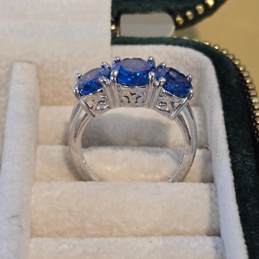 Vintage BBJ Bangkok Sterling Silver Blue Sapphire Statement Ring - Picture 12 of 16